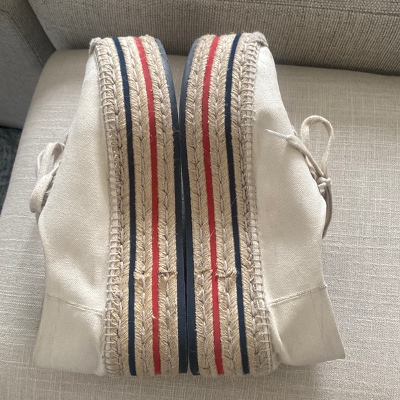 Gucci Canvas Logo Lace-Up Platform Espadrilles Greggio Grege - Picture 3 of 8